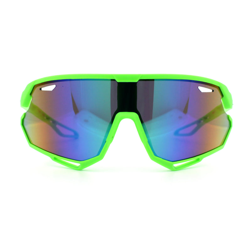 Kids Xloop Boys Shield Color Mirror MTB Style Sport Wrap Plastic Sunglasses