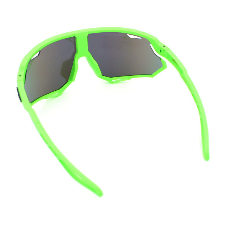 Kids Xloop Boys Shield Color Mirror MTB Style Sport Wrap Plastic Sunglasses