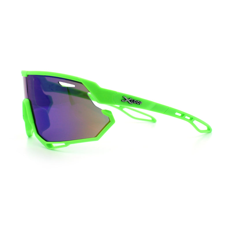 Kids Xloop Boys Shield Color Mirror MTB Style Sport Wrap Plastic Sunglasses