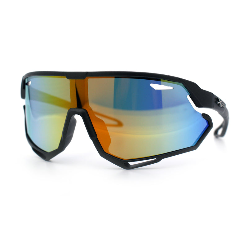 Kids Xloop Boys Shield Color Mirror MTB Style Sport Wrap Plastic Sunglasses