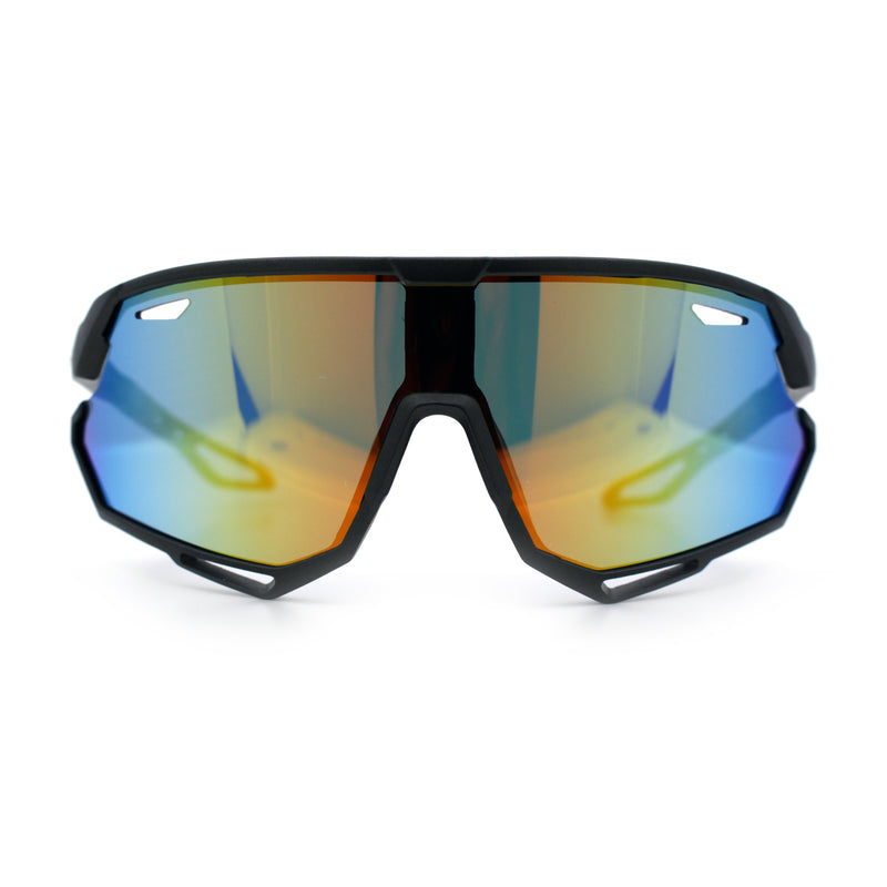 Kids Xloop Boys Shield Color Mirror MTB Style Sport Wrap Plastic Sunglasses