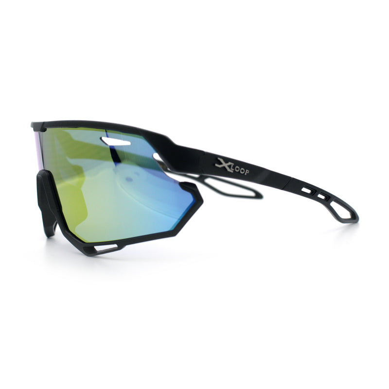 Kids Xloop Boys Shield Color Mirror MTB Style Sport Wrap Plastic Sunglasses