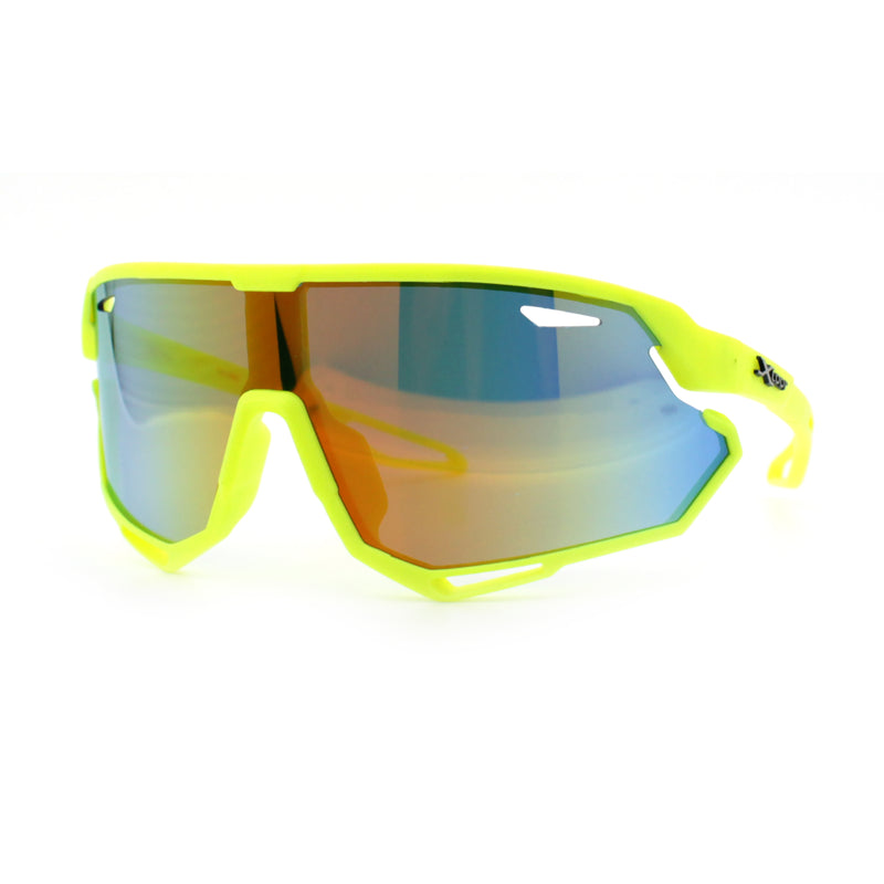 Kids Xloop Boys Shield Color Mirror MTB Style Sport Wrap Plastic Sunglasses