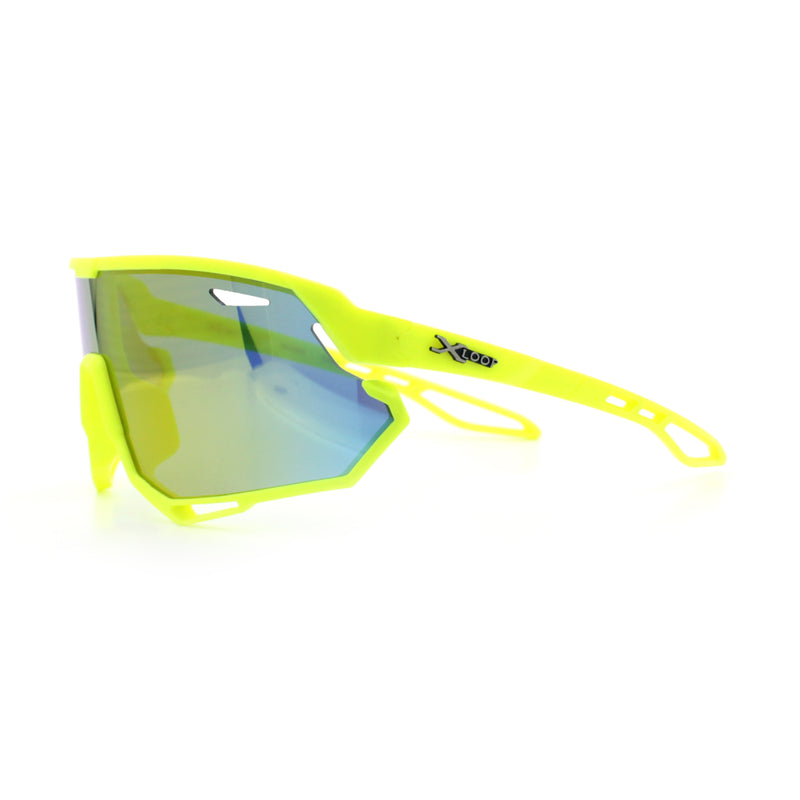 Kids Xloop Boys Shield Color Mirror MTB Style Sport Wrap Plastic Sunglasses