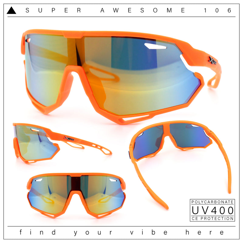 Kids Xloop Boys Shield Color Mirror MTB Style Sport Wrap Plastic Sunglasses