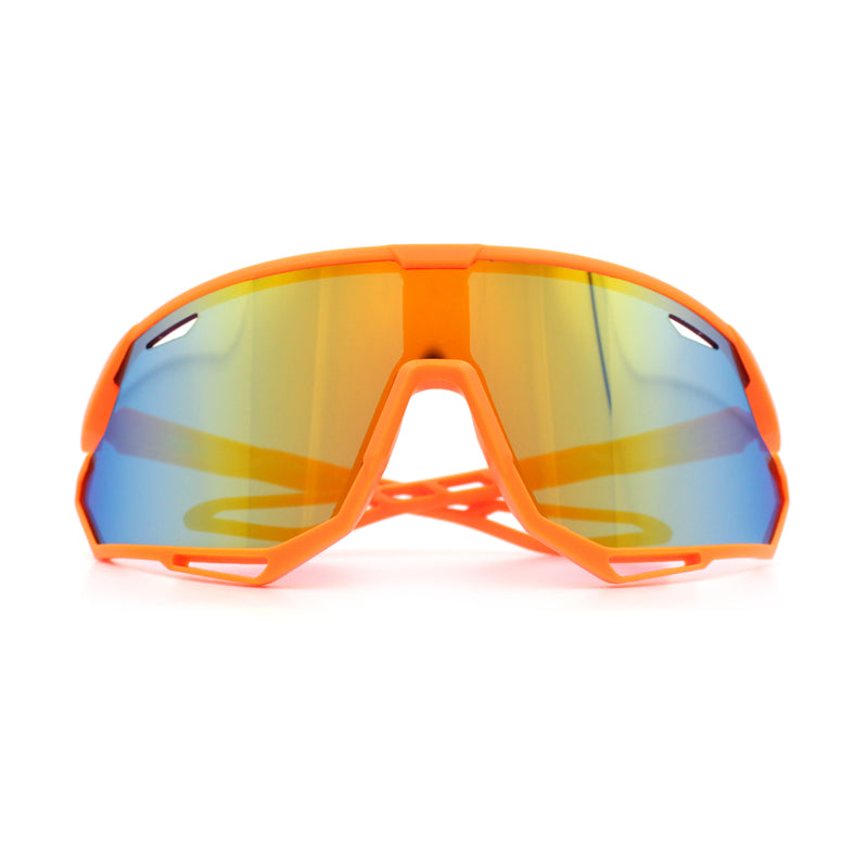 Kids Xloop Boys Shield Color Mirror MTB Style Sport Wrap Plastic Sunglasses