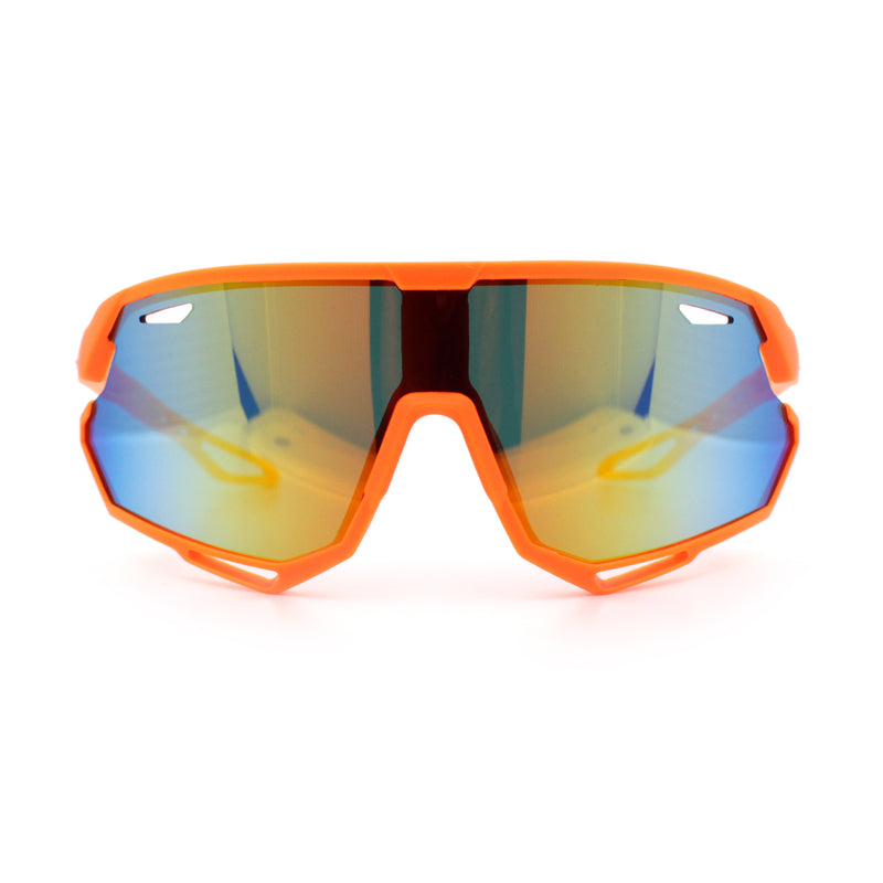 Kids Xloop Boys Shield Color Mirror MTB Style Sport Wrap Plastic Sunglasses