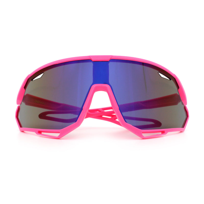 Kids Xloop Boys Shield Color Mirror MTB Style Sport Wrap Plastic Sunglasses