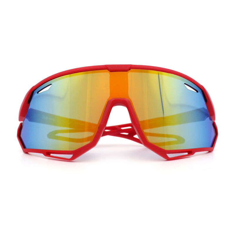 Kids Xloop Boys Shield Color Mirror MTB Style Sport Wrap Plastic Sunglasses