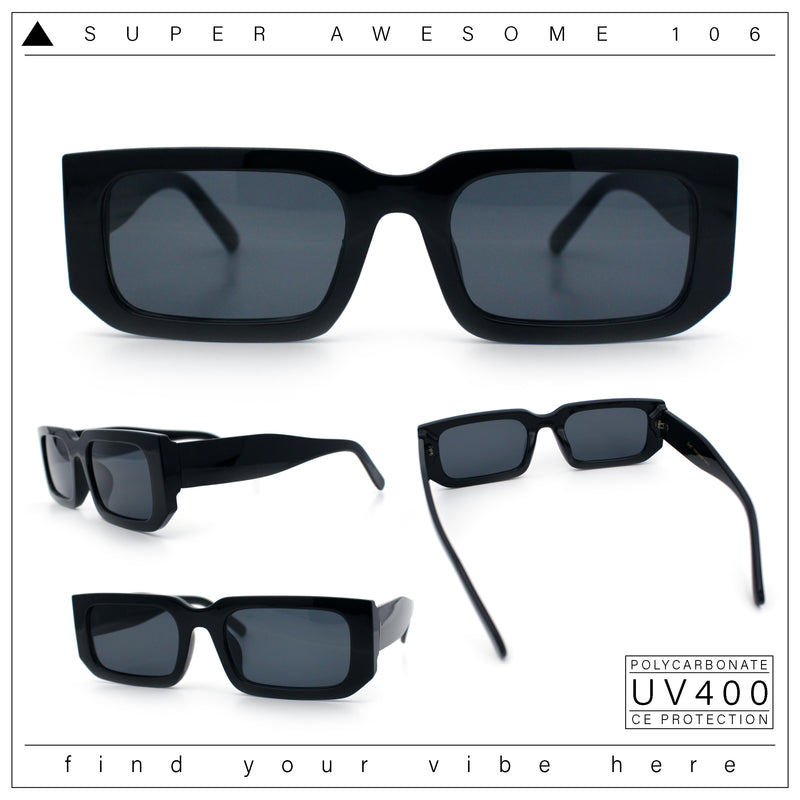 Classic Womens Mod Squared Narrow Rectangle Retro Fashion Sunglasses