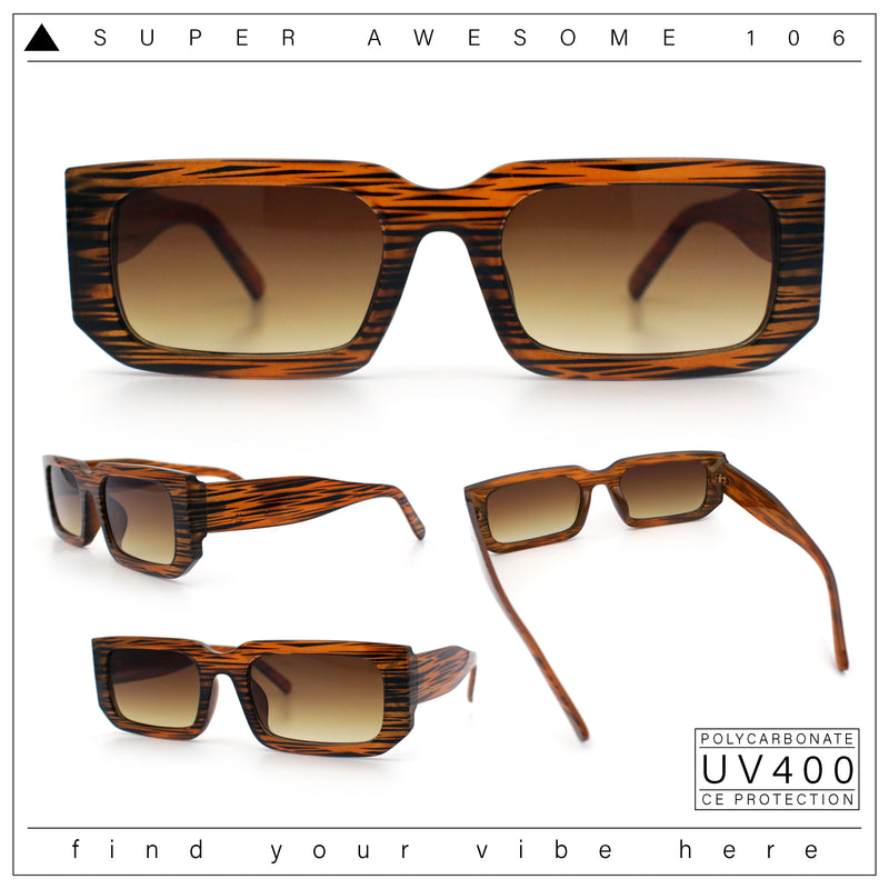 Classic Womens Mod Squared Narrow Rectangle Retro Fashion Sunglasses