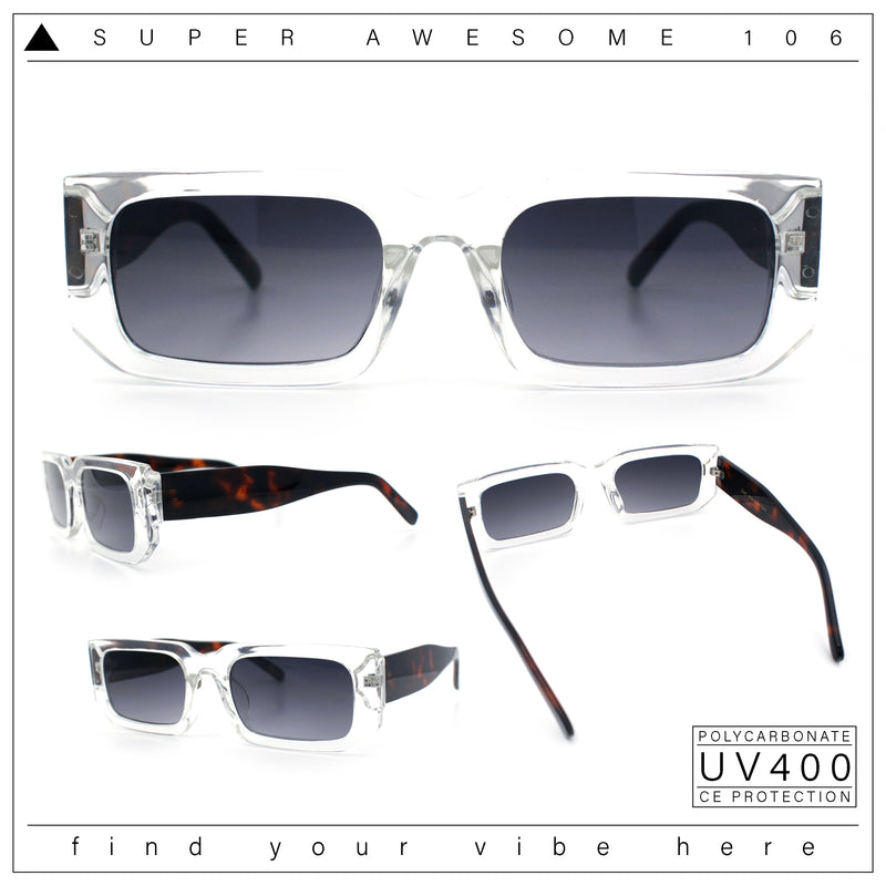 Classic Womens Mod Squared Narrow Rectangle Retro Fashion Sunglasses