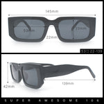 Classic Womens Mod Squared Narrow Rectangle Retro Fashion Sunglasses