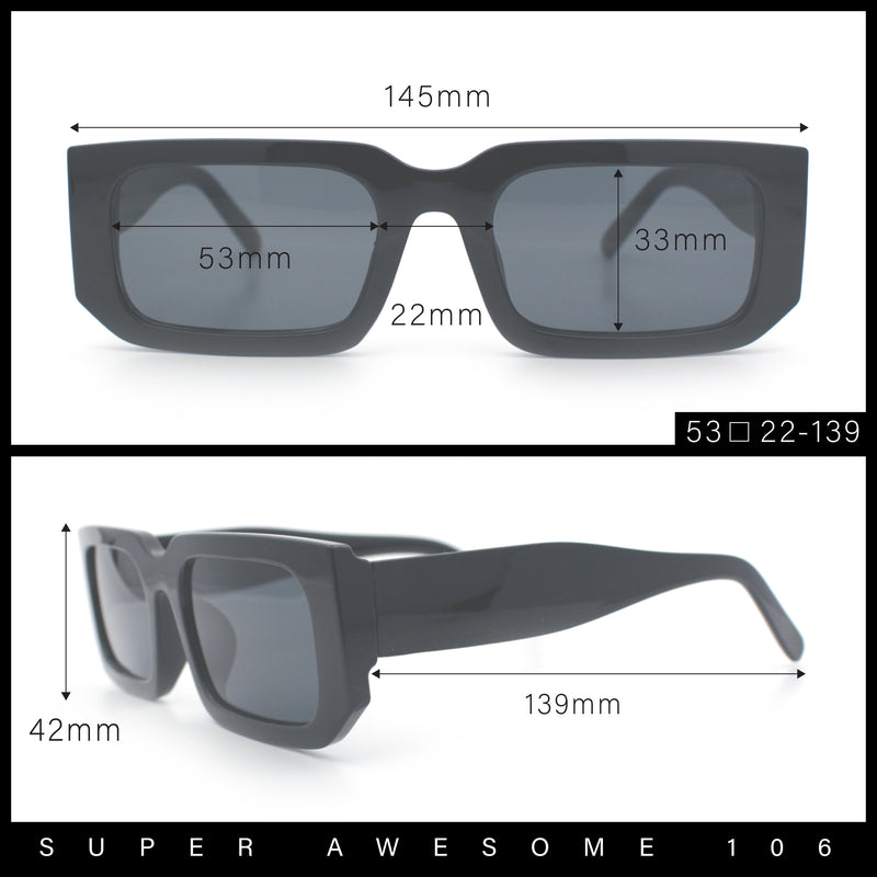 Classic Womens Mod Squared Narrow Rectangle Retro Fashion Sunglasses