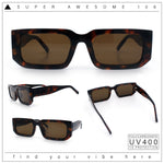 Classic Womens Mod Squared Narrow Rectangle Retro Fashion Sunglasses