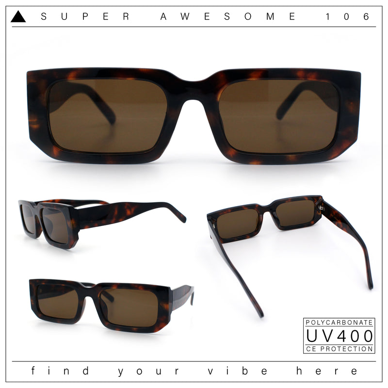 Classic Womens Mod Squared Narrow Rectangle Retro Fashion Sunglasses