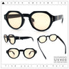 Round Keyhole Bridge Vintage Horn Rim Dagger and Shield Logo Sunglasses