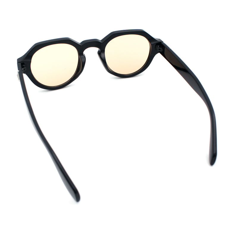 Round Keyhole Bridge Vintage Horn Rim Dagger and Shield Logo Sunglasses
