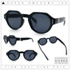 Round Keyhole Bridge Vintage Horn Rim Dagger and Shield Logo Sunglasses