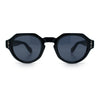 Round Keyhole Bridge Vintage Horn Rim Dagger and Shield Logo Sunglasses