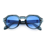 Round Keyhole Bridge Vintage Horn Rim Dagger and Shield Logo Sunglasses