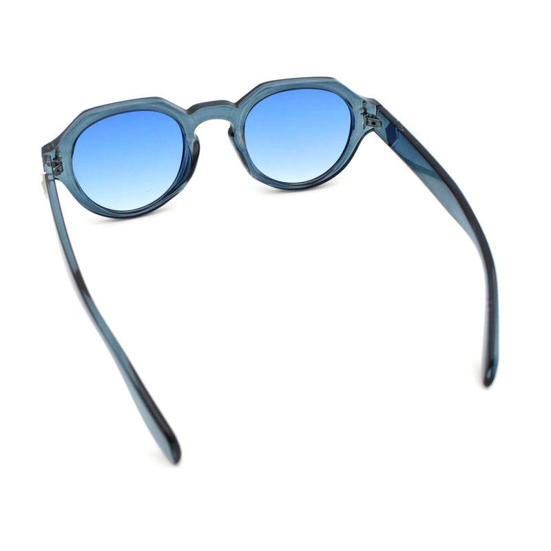 Round Keyhole Bridge Vintage Horn Rim Dagger and Shield Logo Sunglasses