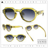 Round Keyhole Bridge Vintage Horn Rim Dagger and Shield Logo Sunglasses