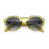 Round Keyhole Bridge Vintage Horn Rim Dagger and Shield Logo Sunglasses