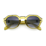 Round Keyhole Bridge Vintage Horn Rim Dagger and Shield Logo Sunglasses