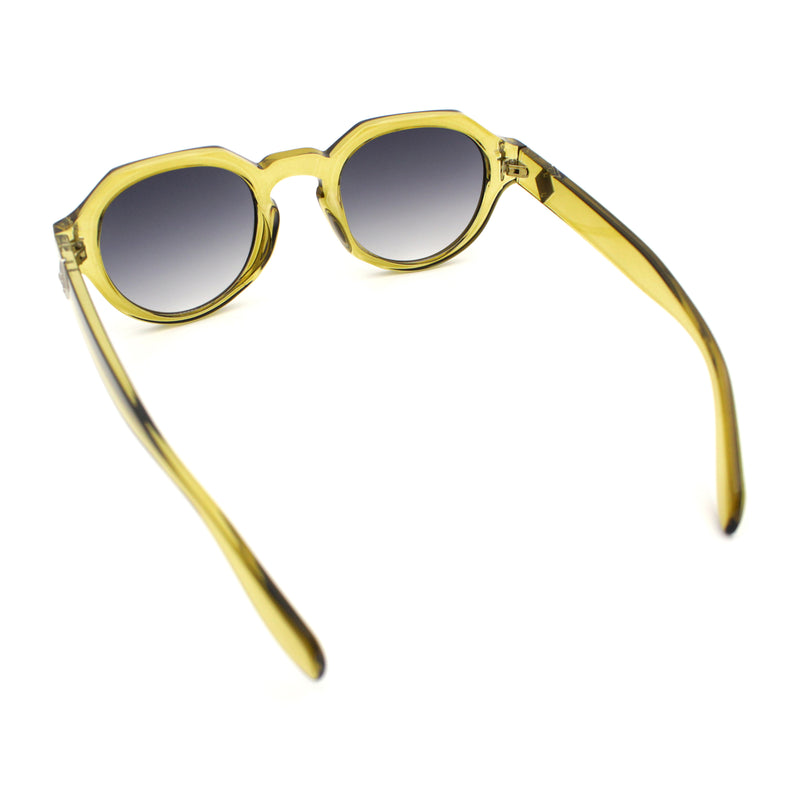 Round Keyhole Bridge Vintage Horn Rim Dagger and Shield Logo Sunglasses