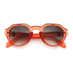 Round Keyhole Bridge Vintage Horn Rim Dagger and Shield Logo Sunglasses