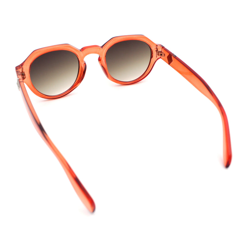 Round Keyhole Bridge Vintage Horn Rim Dagger and Shield Logo Sunglasses