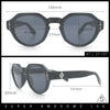 Round Keyhole Bridge Vintage Horn Rim Dagger and Shield Logo Sunglasses