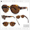 Round Keyhole Bridge Vintage Horn Rim Dagger and Shield Logo Sunglasses