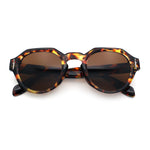 Round Keyhole Bridge Vintage Horn Rim Dagger and Shield Logo Sunglasses