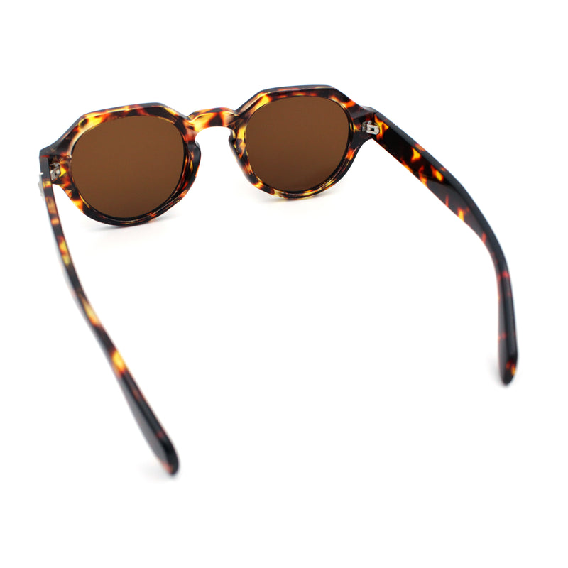 Round Keyhole Bridge Vintage Horn Rim Dagger and Shield Logo Sunglasses