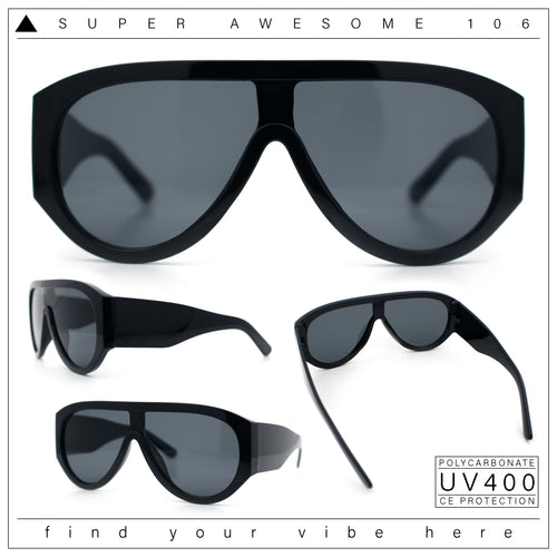 Retro Bold Oversized Shield Racer Plastic Sunglasses