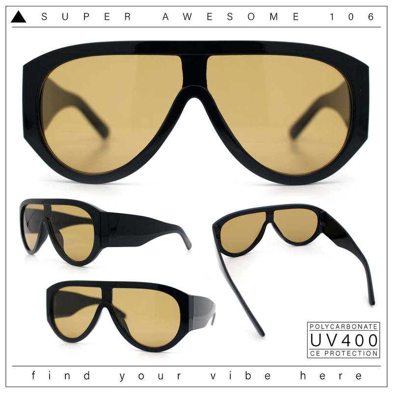 Retro Bold Oversized Shield Racer Plastic Sunglasses