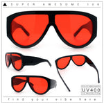 Retro Bold Oversized Shield Racer Plastic Sunglasses