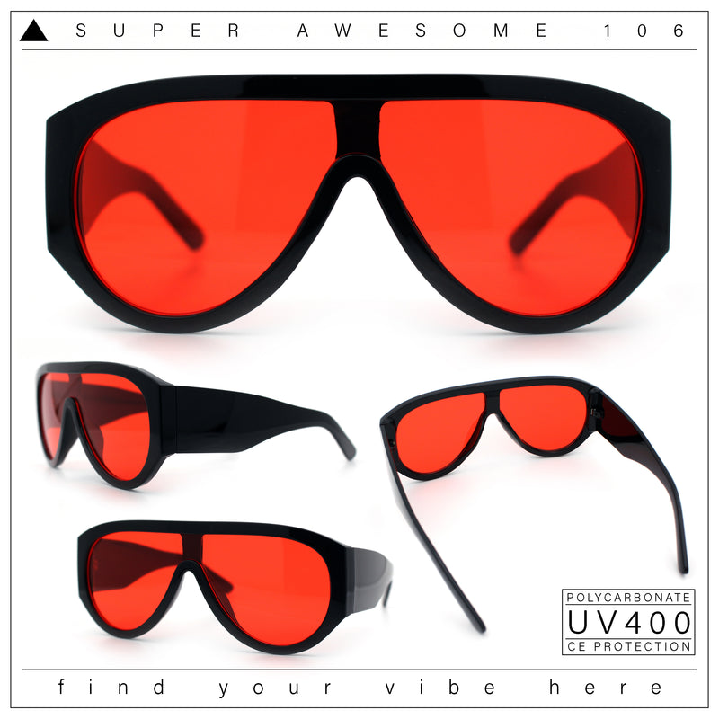 Retro Bold Oversized Shield Racer Plastic Sunglasses