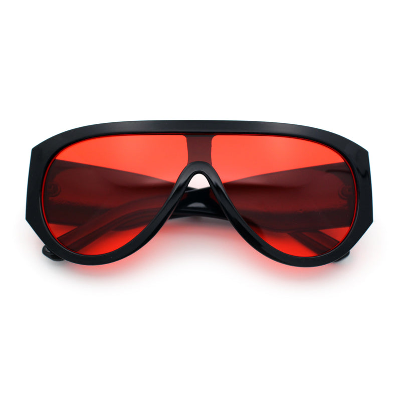 Retro Bold Oversized Shield Racer Plastic Sunglasses