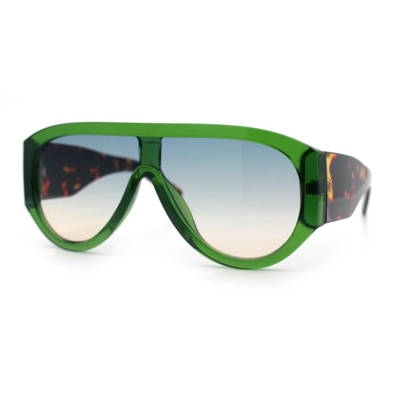 Retro Bold Oversized Shield Racer Plastic Sunglasses