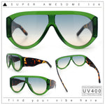 Retro Bold Oversized Shield Racer Plastic Sunglasses