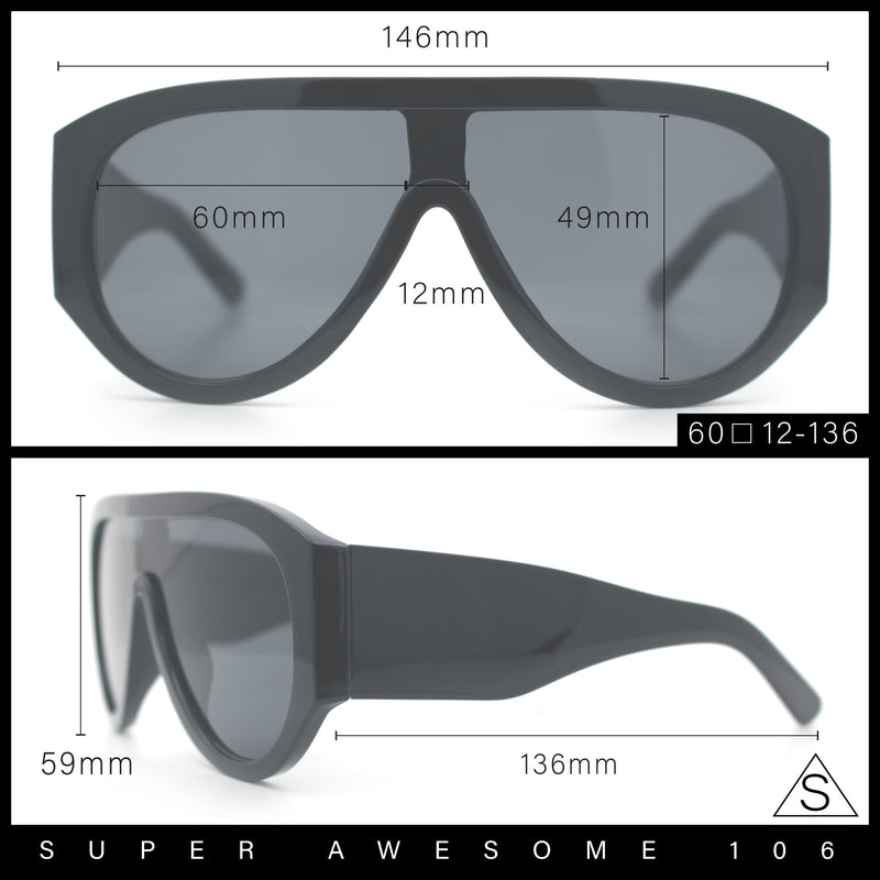 Retro Bold Oversized Shield Racer Plastic Sunglasses