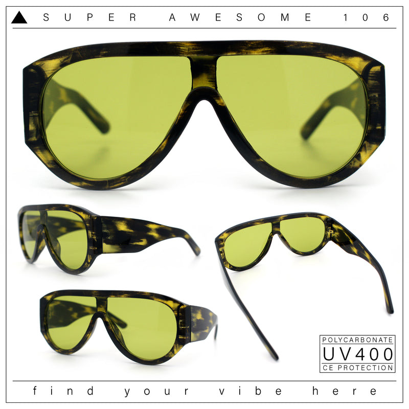 Retro Bold Oversized Shield Racer Plastic Sunglasses