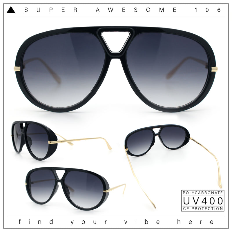 Iconic 80s Oversized Round Racer Metal Arm Plastic Sunglasses