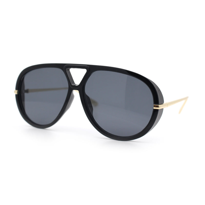 Iconic 80s Oversized Round Racer Metal Arm Plastic Sunglasses