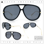 Iconic 80s Oversized Round Racer Metal Arm Plastic Sunglasses