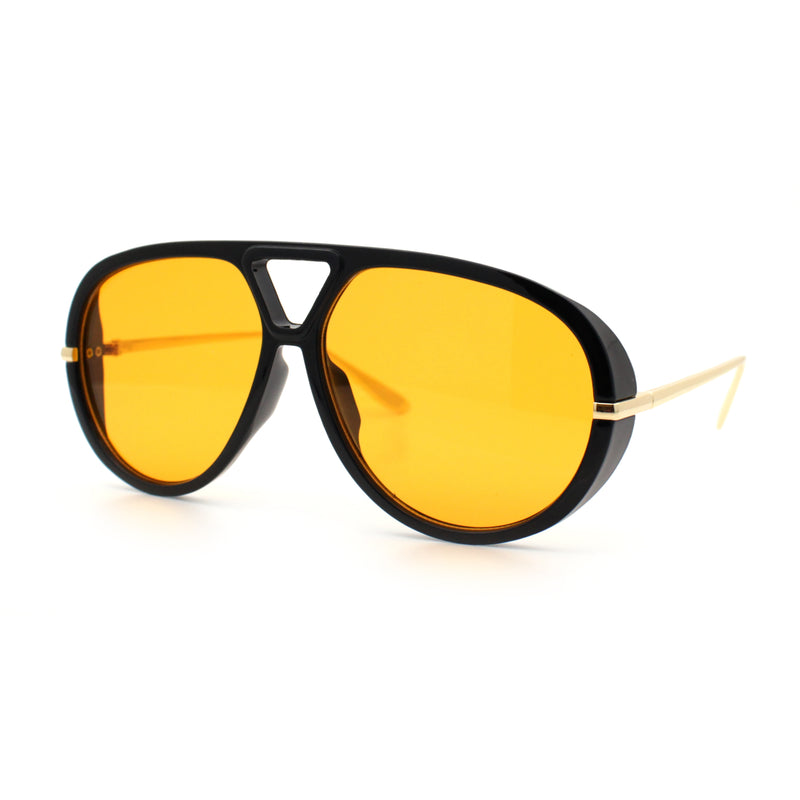 Iconic 80s Oversized Round Racer Metal Arm Plastic Sunglasses