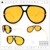 Iconic 80s Oversized Round Racer Metal Arm Plastic Sunglasses